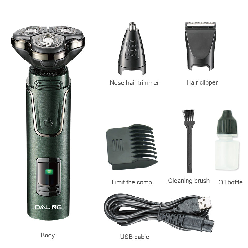DALING DL-9207 NEW 3 IN 1 Rechargeable Electric Shaving Machine Men's Beard Razor Versatile Washable Trimmer Shaver