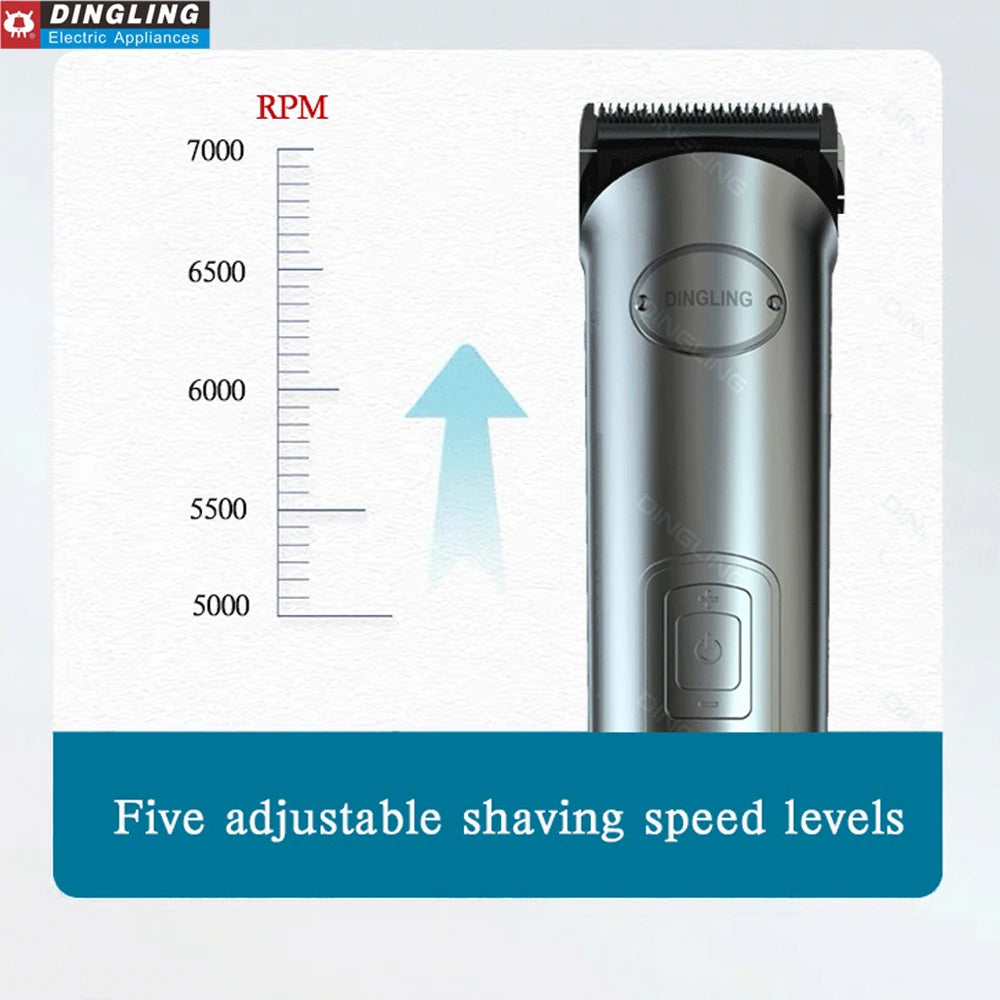 DINGLING RF-696 Hair Clipper Mens Beard Trimmer Professional Cordless Rechargeable Hair Cutter Kit Barber Shop Strong Power