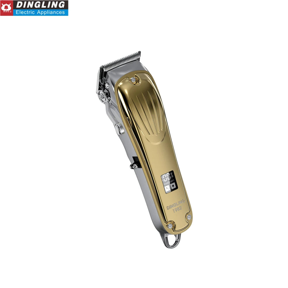 DingLing rf-1982 Gold Metal Barber Professional Hair Clipper Electric Cordless LCD Hair Trimmer Hair Cutting Machine rf 1982