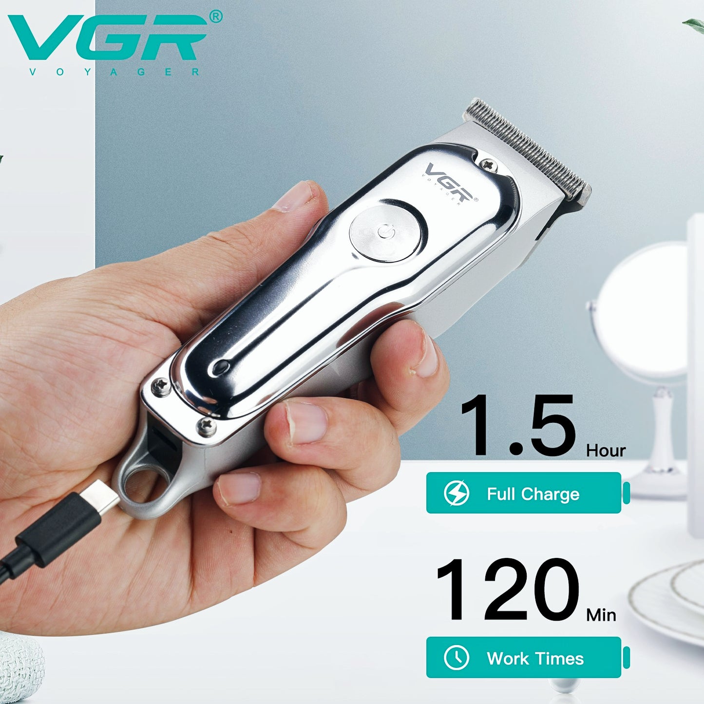 VGR Hair Cutting Machine Electric Hair Clipper Professional Haircut Machine Mini Barber Rechargeable Hair Trimmer for Men V-071