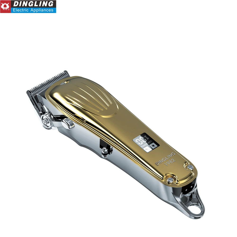 DingLing rf-1982 Gold Metal Barber Professional Hair Clipper Electric Cordless LCD Hair Trimmer Hair Cutting Machine rf 1982