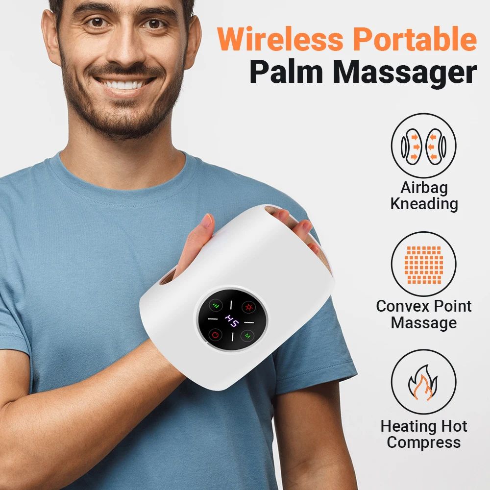 Wireless Electric Hand Massager 3 Modes Airbag Hot Compress Vibration Massage For Finger Palm Fatigue Arthritis Numbness Relax