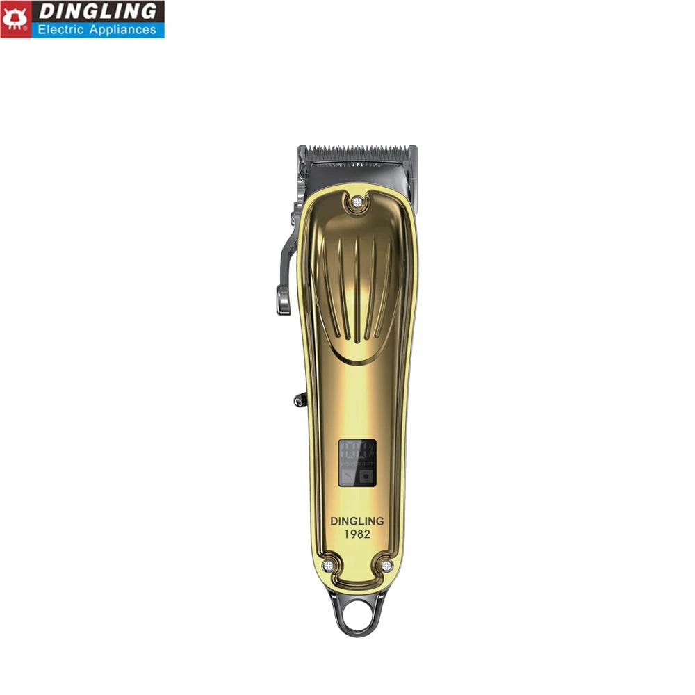 DingLing rf-1982 Gold Metal Barber Professional Hair Clipper Electric Cordless LCD Hair Trimmer Hair Cutting Machine rf 1982