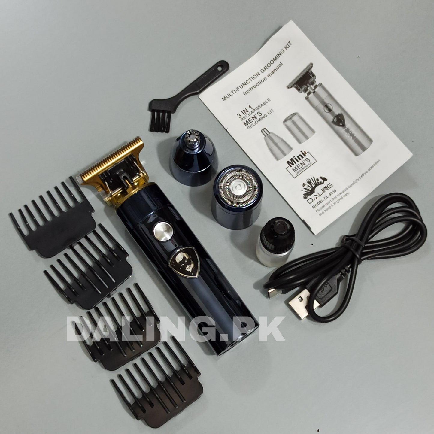 DALING DL-9230 3 In 1 cpmact size Rechargeable Hair Clipper Shaver beard Styling Hair Removal machine