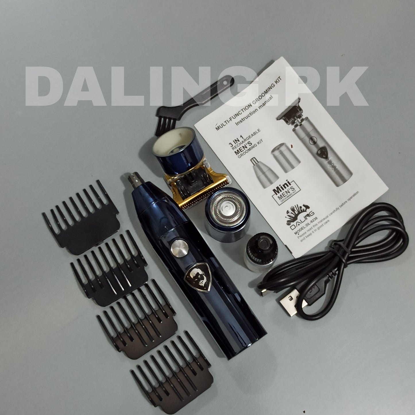 DALING DL-9230 3 In 1 cpmact size Rechargeable Hair Clipper Shaver beard Styling Hair Removal machine