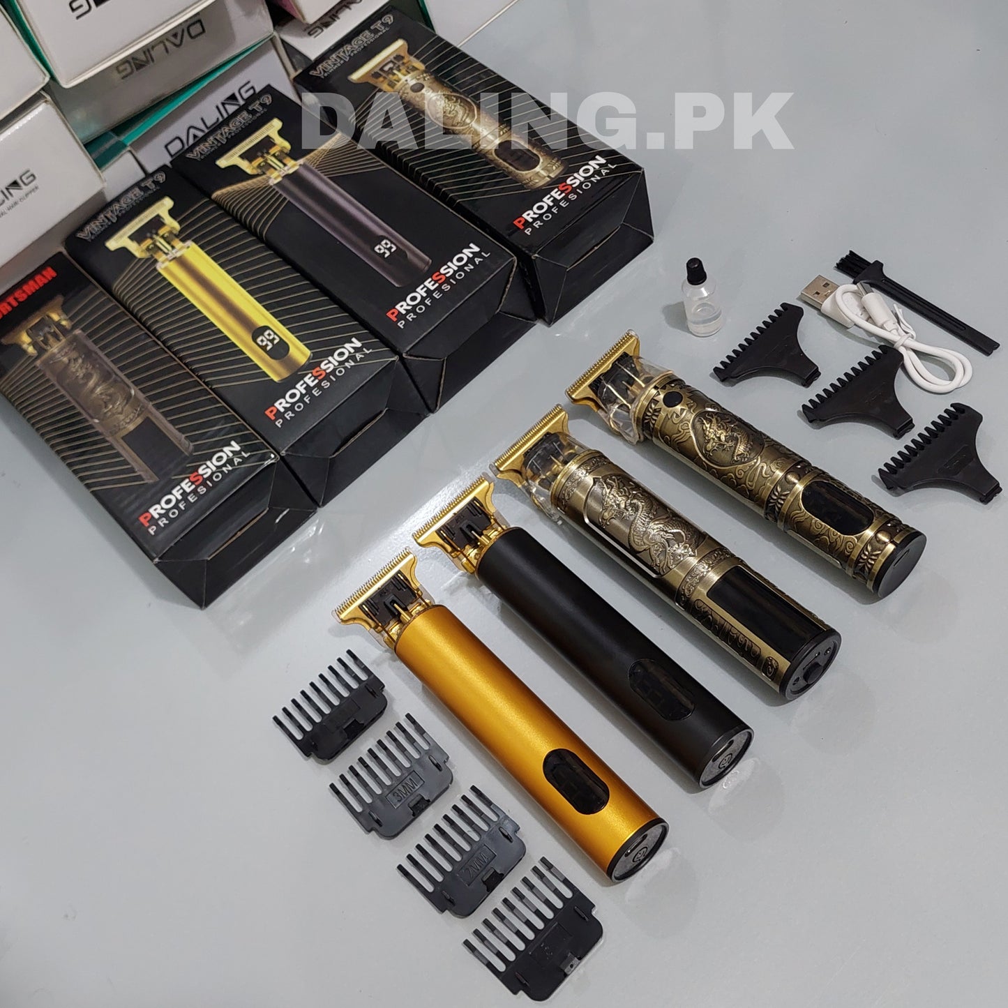 LCD 2 SPEED ADJUSTMENT VINTAGE T9 HAIR TRIMMER POWER DISPLAY - BLACK