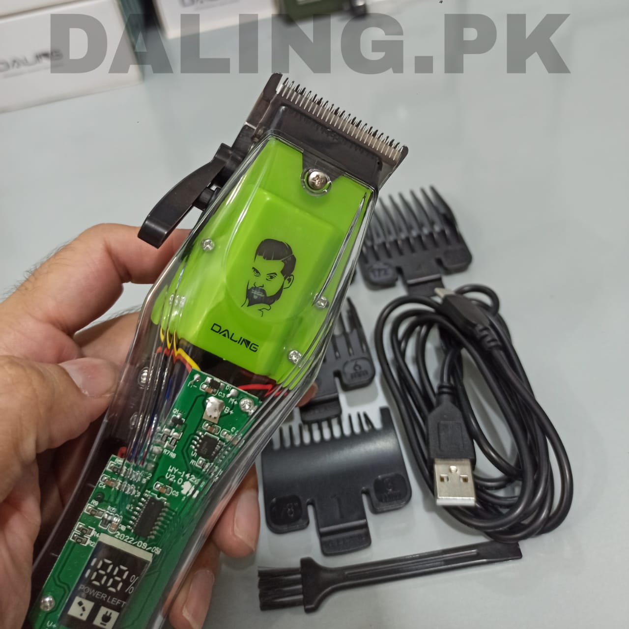 Daling DL-1671 New Full Transparent Visible Body Hair Cutting Machine Cordless Shaver Trimmers Barber Professional Hair Clipper Equipment