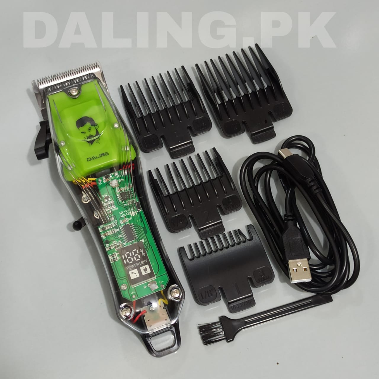 Daling DL-1671 New Full Transparent Visible Body Hair Cutting Machine Cordless Shaver Trimmers Barber Professional Hair Clipper Equipment