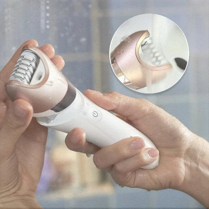 kemei km-8001 5in1 women epilator electric female shaver facial body hair removal rechargeable lady razor legs underarms wet&dry
