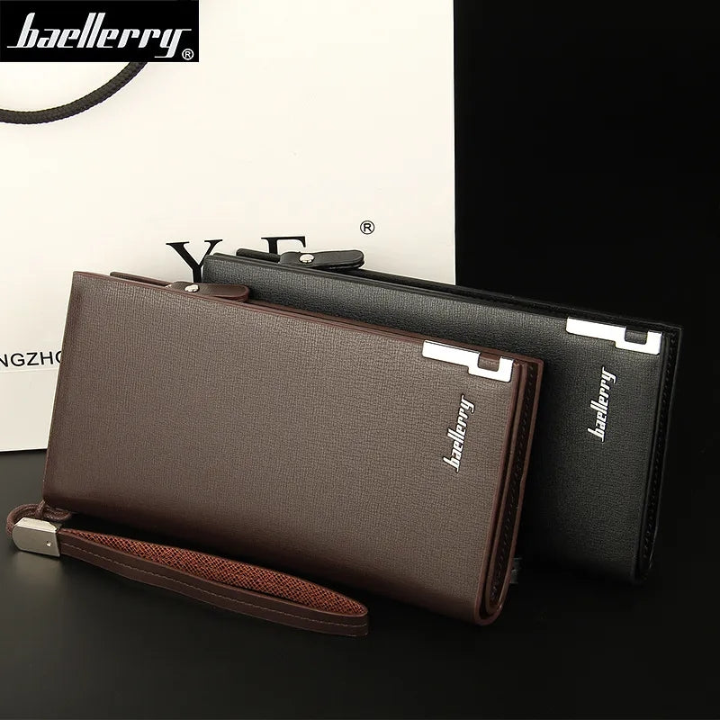 Baellerry Business Men s Wallets Solid PU Leather Long Portable Cash P