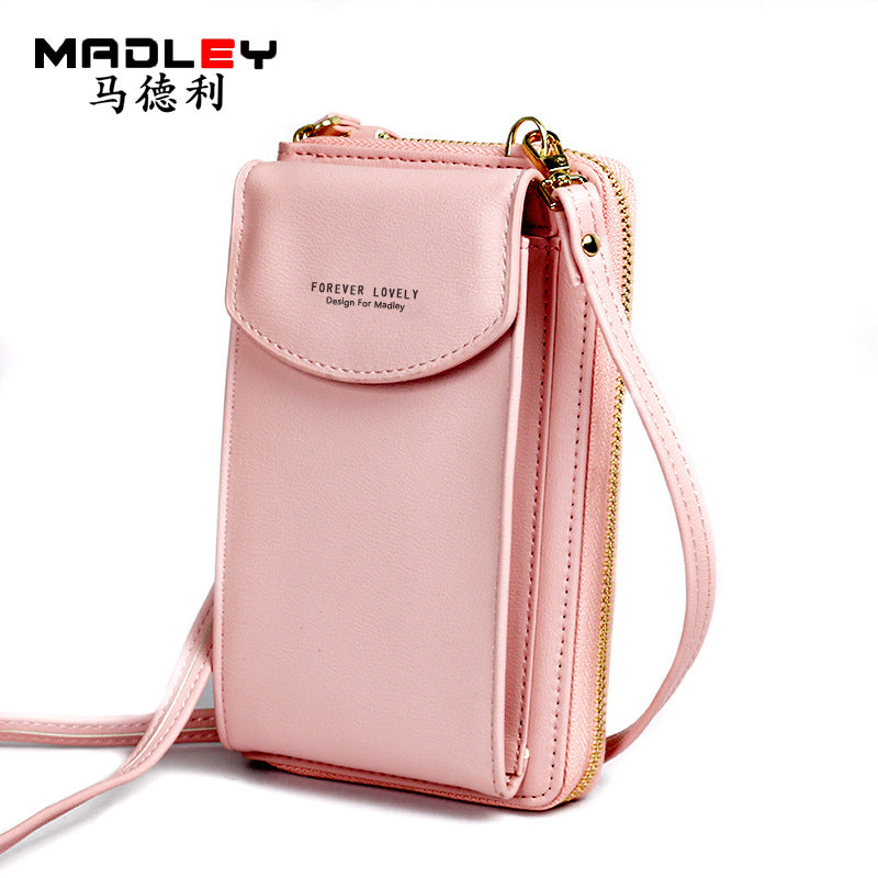 forever young New ladies long clutch large capacity mobile phone wallet zipper one shoulder messenger bag