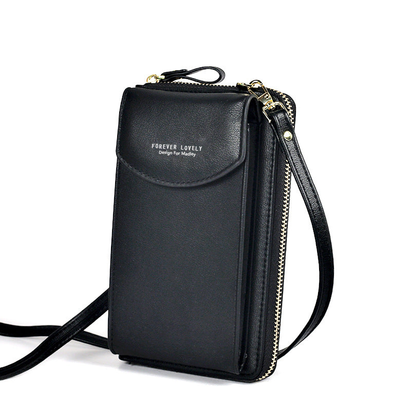 forever young New ladies long clutch large capacity mobile phone wallet zipper one shoulder messenger bag