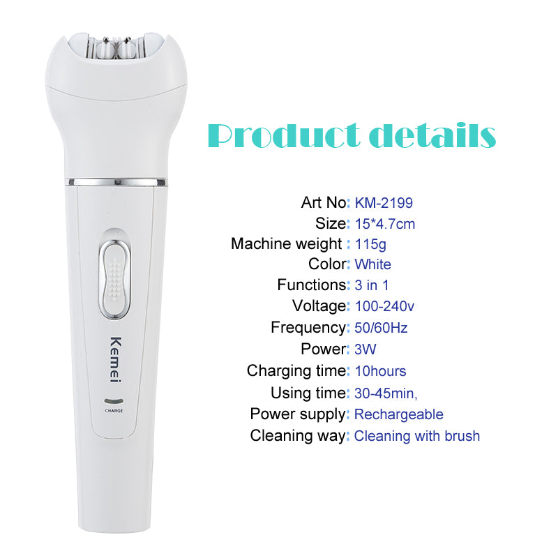 kemei 5 in 1 female epilator lady shaver depilador shaver callus remover cleansing brush massager hair electric removal
