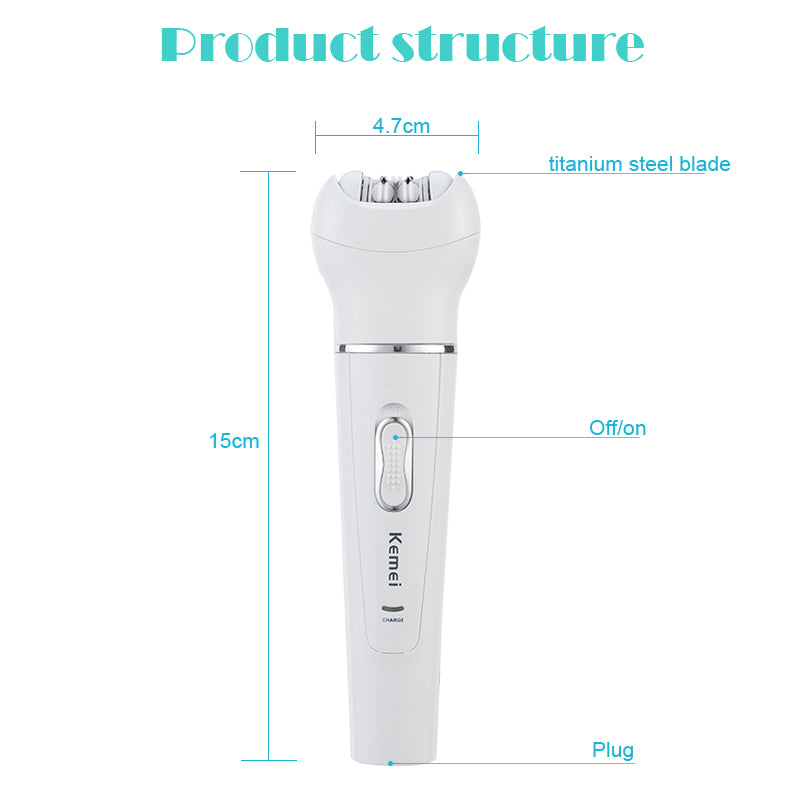kemei 5 in 1 female epilator lady shaver depilador shaver callus remover cleansing brush massager hair electric removal