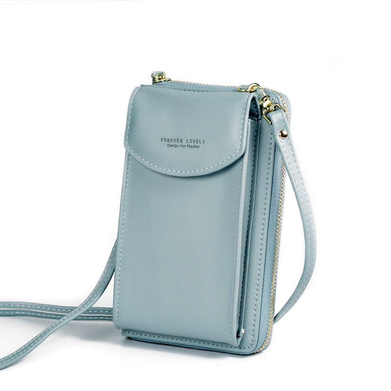 forever young New ladies long clutch large capacity mobile phone wallet zipper one shoulder messenger bag