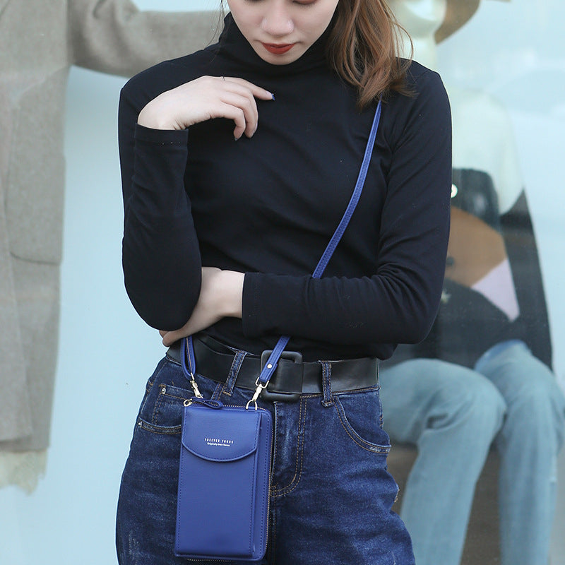 forever young New ladies long clutch large capacity mobile phone wallet zipper one shoulder messenger bag