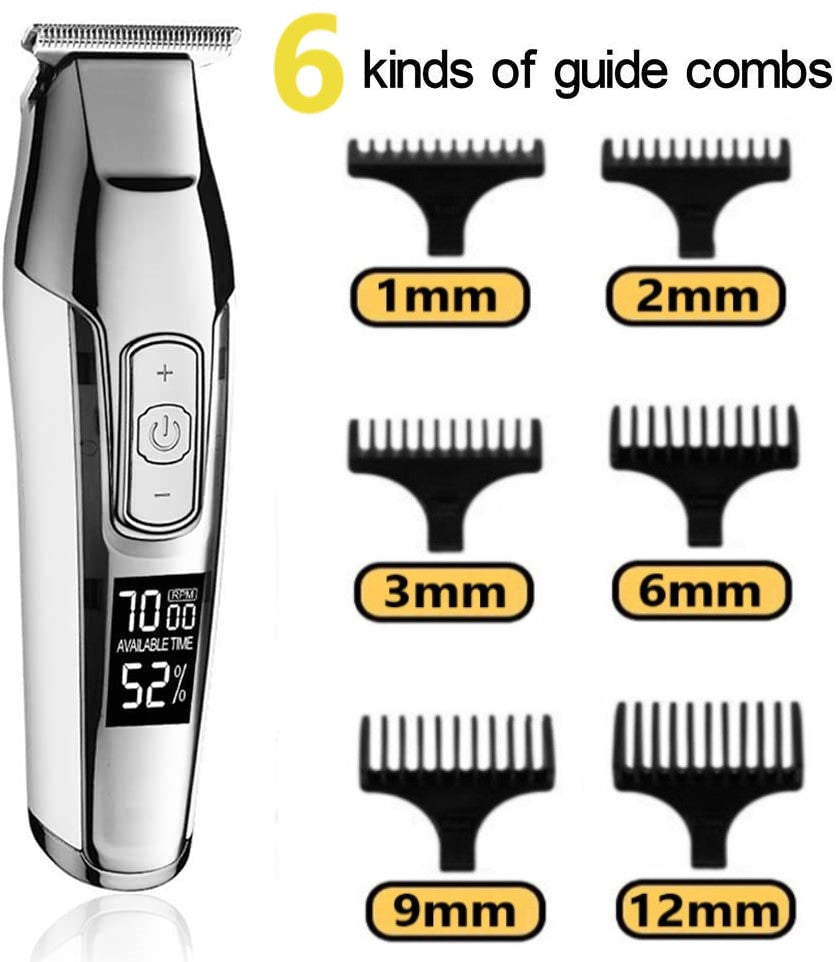 Kemei Professional Hair Clipper Beard Trimmer for Men Adjustable Speed LED Digital Carving Clippers Electric Razor KM-5027
