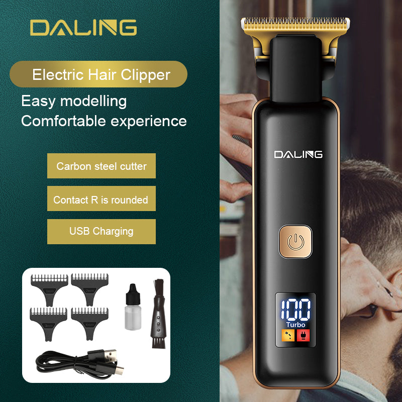 DALING DL-1571 USB Low Noise Professional Cordless Portable Men's Hair Cut Clipper WITH LED Barber Machines Rechargeable Hair TrimmeR