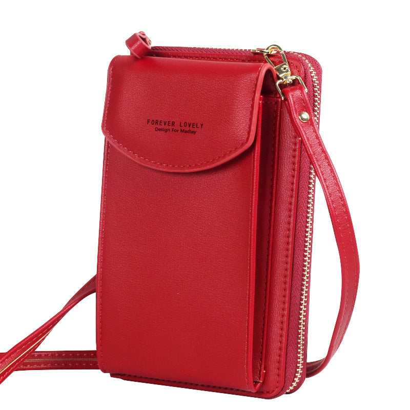 forever young New ladies long clutch large capacity mobile phone wallet zipper one shoulder messenger bag