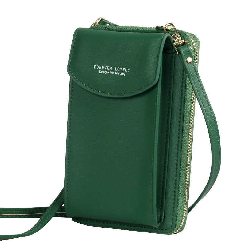 forever young New ladies long clutch large capacity mobile phone wallet zipper one shoulder messenger bag