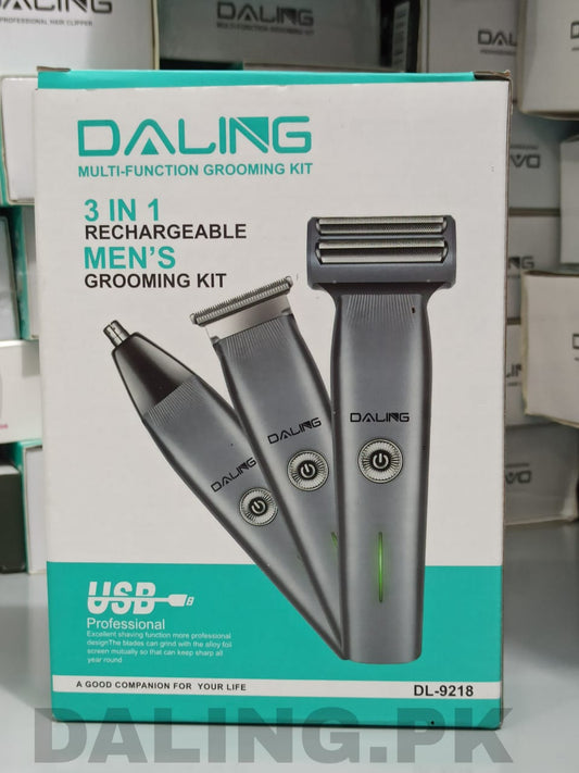 DALING DL-9218 3 In 1 cpmact size Rechargeable Hair Clipper Shaver beard Styling Hair Removal machine