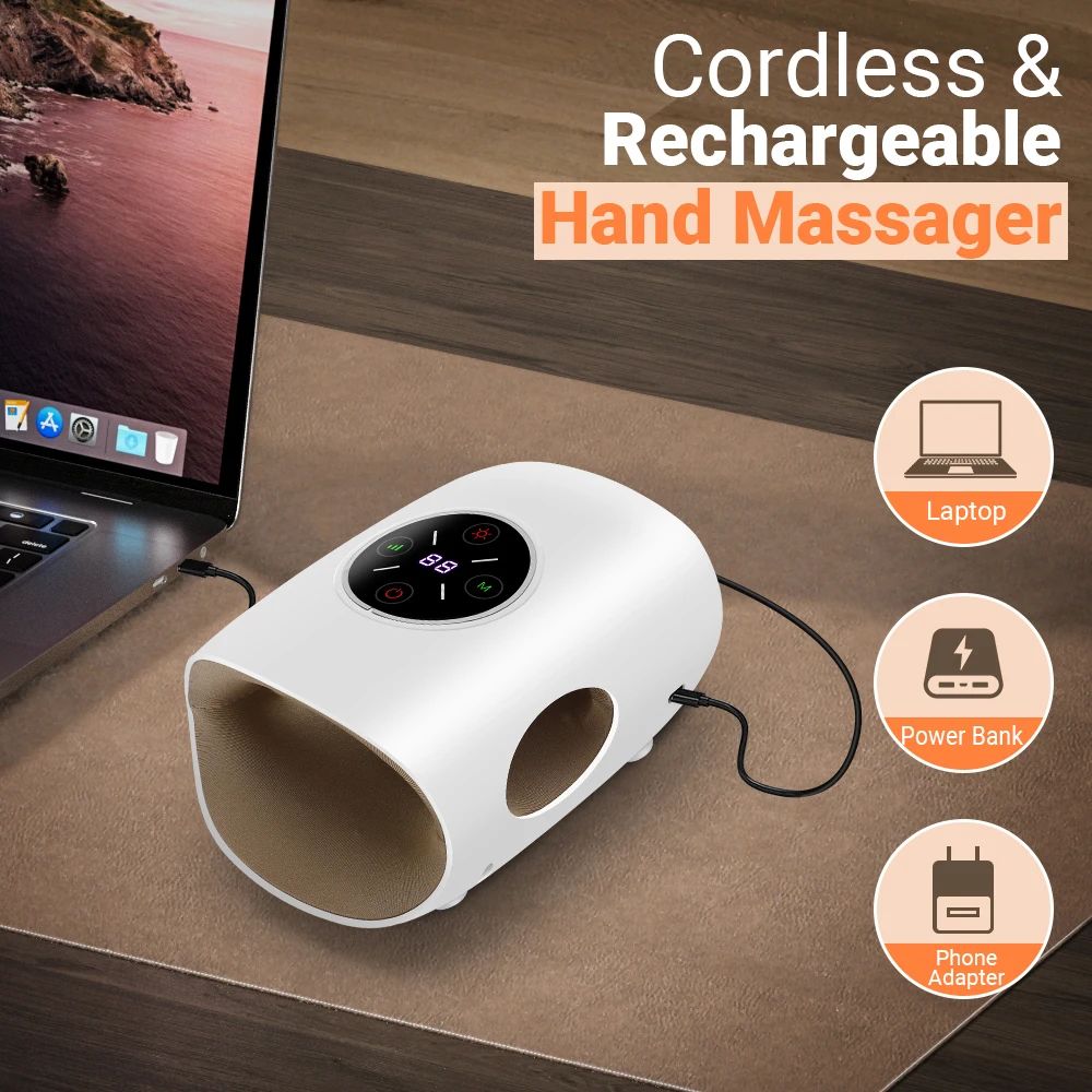 Wireless Electric Hand Massager 3 Modes Airbag Hot Compress Vibration Massage For Finger Palm Fatigue Arthritis Numbness Relax