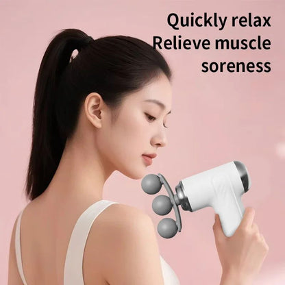 Multi functional mini 3-head fascia gun with multiple levels of vibration massage for deep impact and muscle relaxation massager