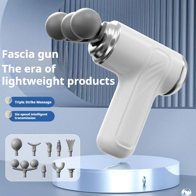 Multi functional mini 3-head fascia gun with multiple levels of vibration massage for deep impact and muscle relaxation massager