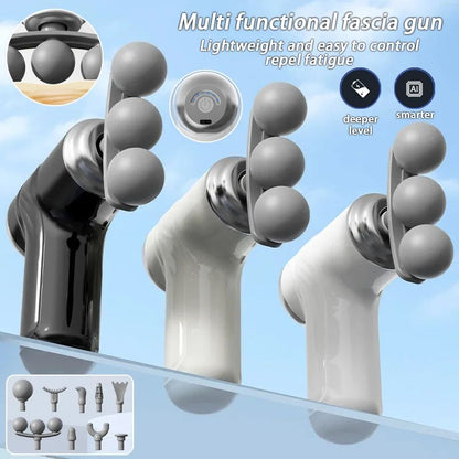 Multi functional mini 3-head fascia gun with multiple levels of vibration massage for deep impact and muscle relaxation massager