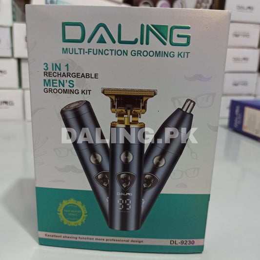 DALING DL-9230 3 In 1 cpmact size Rechargeable Hair Clipper Shaver beard Styling Hair Removal machine