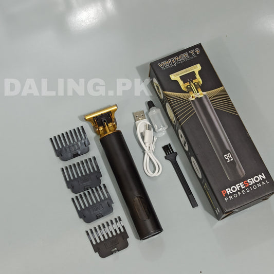 LCD 2 SPEED ADJUSTMENT VINTAGE T9 HAIR TRIMMER POWER DISPLAY - BLACK