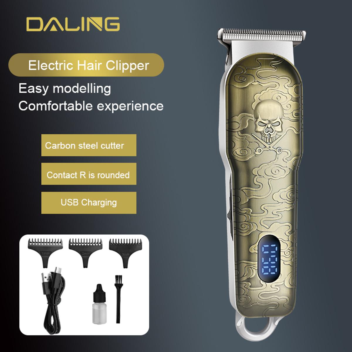 Daling DL-1327 Hot custom logo gold digital display hair clipper rechargeable hair clipper professional cutting hair trimmer for men