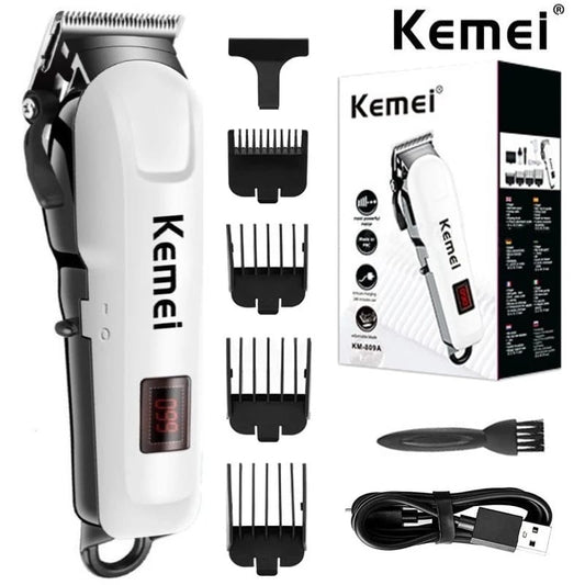 Kemei KM-809A Professional Electric Hair Clipper Rechargeable Men's Trimmer LCD Haircut Machine Barber Shop Shaver EU Plug