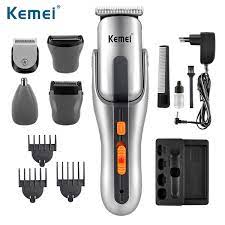 Kemei km-680A Original 8 in 1 Trimmer Shaver Nose Trimmers All in 1 Shavings Set/Kit Moveable Head and Turbo Speed - Silver